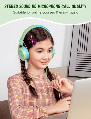 Image of New Bee Kids Headphones for School with Microphone KH20 HD Stereo Safe Volume Limited 85dB /94dB Foldable Lightweight On-Ear Headphone for boy Mac /Android /Kindle /Tablet /Pad