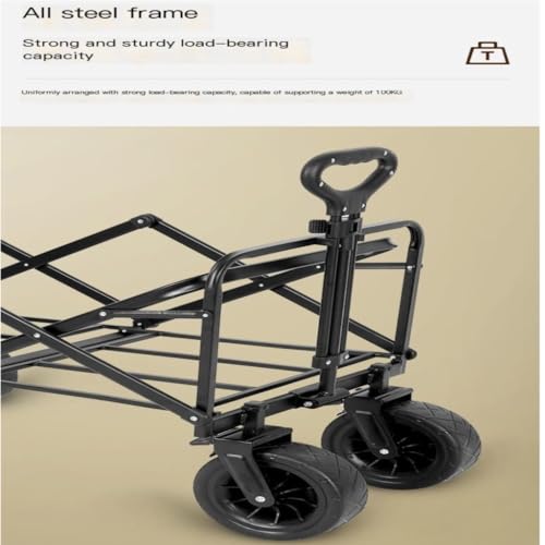 Genérico Carro de Camping Plegable, Carrito de Camping portátil, Carrito Plegable para Playa, jardín, Picnic, Carrito de Playa Plegable portátil: Carrito Ligero para Exteriores con Barra de Remolque
