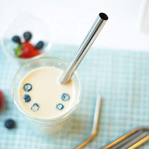 YXHZVON Smoothie Rietjes, roestvrij staal, 5 stuks, extra brede bubble & Boba-thee-rietjes, herbruikbare metalen rietjes… - Image 6