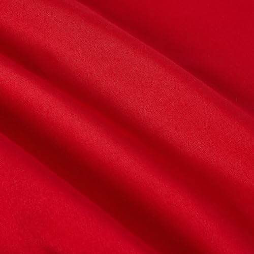 Image of Amazon Basics 3-Piece Soft Microfiber Kids' Comforter and Pillow Sham Set, Full /Queen, Red, Solid