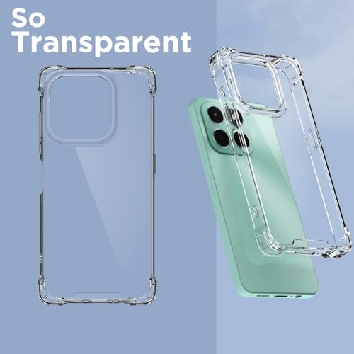 Image of Pikkme Back Cover for Honor X6c PC + TPU Clear Transparent Raised Edges Shockproof Protective Phone Bumper Case(Transparent)