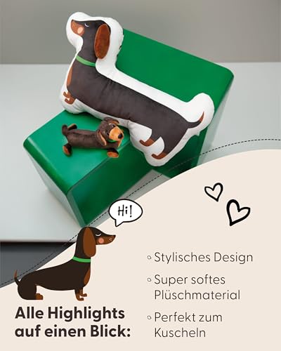 NICI 49821 Kuscheltier Dackel 20cm liegend braun - Stofftier aus weichem Plüsch, niedliches Plüschtier zum Kuscheln und Spielen, für Kinder & Erwachsene, tolle Geschenkidee, Nr