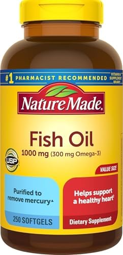Nature Made Fish Oil Omega 3 Supplements, 1000mg Softgels, 250 So...