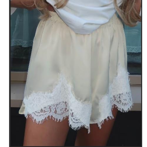 Women Satin Silk Lace Trim Shorts Silky Low Rise Boxer Shorts Y2k Teen Girls Cute Coquette Lounge Slip Bottoms2
