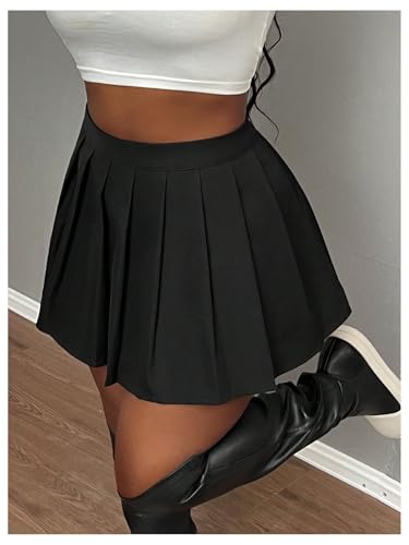 Milumia Women's High Waisted Pleated Mini Skirt Flared A Line Short Skater Skirts4