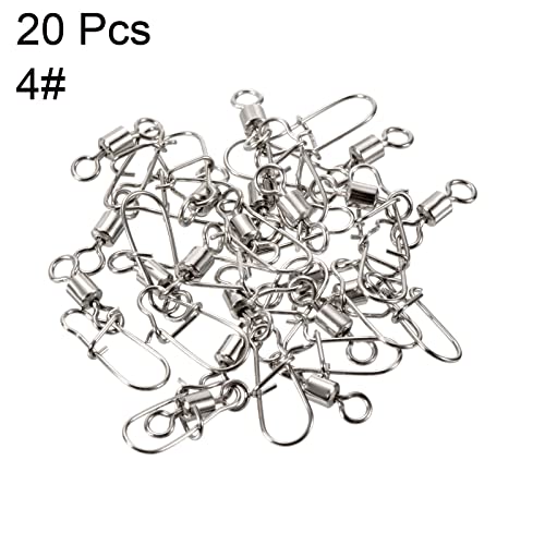 PATIKIL Fishing Rolling Swivel with Coastlock Snap, 20 Pack 50LBS Stainless Steel Silver Nickel Line Connector for Fishing - Image 3