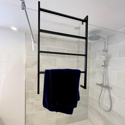 Porte-serviettes trois fixations MSV Will noir mat pour salle de bain - 3