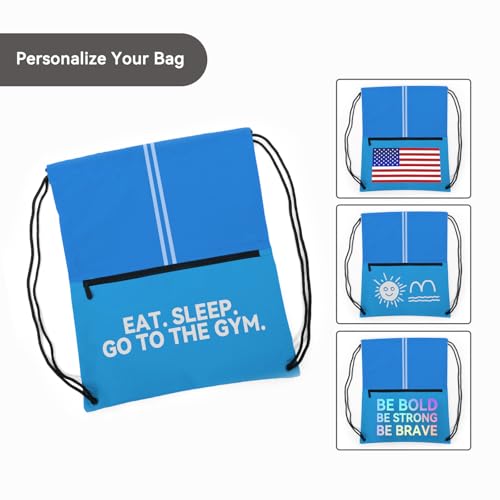 Image of Drawstring Backpack Large Sports Gym Draw String Bag for Women and Men (Ocean Blue)