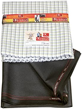 KUNDAN SULZ GWALIORMen's Executive Checks Shirt Piece & Fancy Trouser Fabric Combo Set ( 1 Pant and Shirt Piece ), Multicolour, Free Size