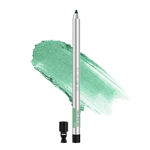 YES.EYE DO Green Eyeliner Pencil, Smudgeproof Mechanical Gel Eyeliner with Built-in Sharpener, Semi-Permanent Glitter Eye Liner Pen, Richly Pigmented and Creamy, Mint