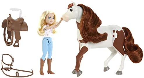 Spirit Abigail Doll (7 in) with 7 Movable Joints, Fashion Top, 1 Brush, Apple Treat & Boomerang Horse (8 in) with Soft Mane & Tail, Great Gift for Ages 3+