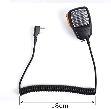 HYS R02 2 Pin Two Way Radio Remote Speaker Handheld Microphone Speaker Compatible for BaoFeng UV-5R BF-888S Walkie Talkie Transceiver