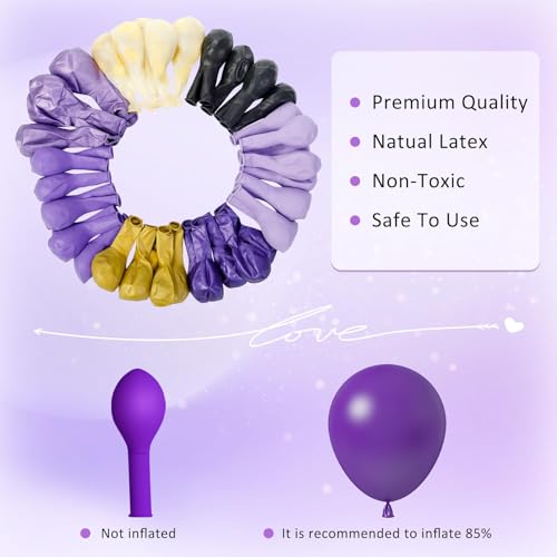 150Pcs Purple Balloon Garland Arch Kit, Butterfly Dark Purple Gold Lavender Metallic Light Pastel lilac Confetti Balloons for Girl Princess Butterfly Birthday Baby Shower Wedding Party Decorations