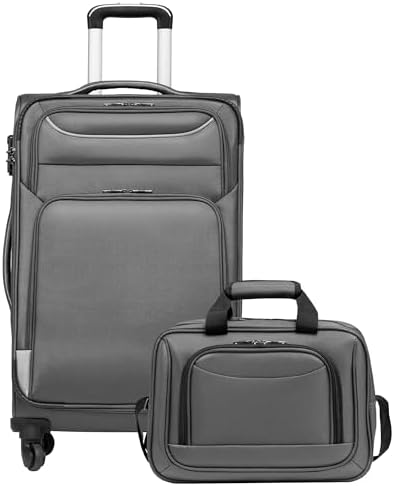 COOLIFE Mittelgroßer Trolley Stoffkoffer 66cm und 1 Große Umhängetasche | Stoffkoffer Trolley TSA Schloss & 4 Spinner-Rolle, ultraleicht,1200D wasserabweisendes – für Familienurlau