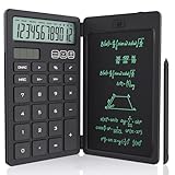 NEWYES 電卓付き電子メモパッド ソーラー充電可 折りたたみ式 ワンタッチ消去 多機能 計算機 デジタルペーパー 電卓 12桁 使いやすい 小型 ６インチ コンパクト デジタル メモ帳 職場 家庭 仕事用 黒