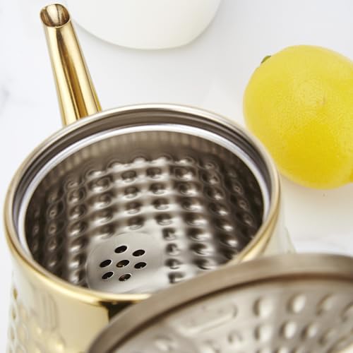 SANQIAHOME 1.6L(54oz) Stainless Steel Hammer Patterned Teapot With Removeable Infuser,Loose leaf cover,Gold by SANQIAHOME - Image 9