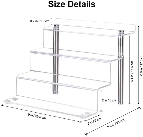ECOSEAO Acrylic Riser Display Shelf, 4 Tier Display Riser for POP Figures, Tiered Display Small Stand Risers for Display, Contertop Desktop Acrylic Display for Decoration and Organizer (1 Pack)