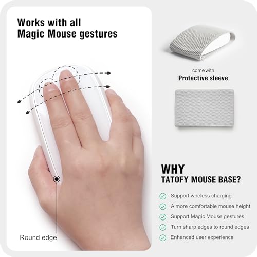 Cargador de mouse TATOFY blanco: solución ergonómica para tu Magic Mouse 2 5