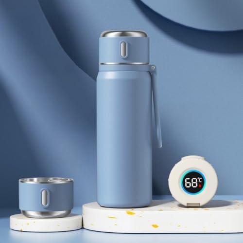 Heuitgs スマート保温ボトル 真空断熱 保冷 保温 450ml 550ml LED温度表示 ワンタッチオープン ステンレスボトル ドリンクホルダー 飲み口分解洗浄可能 おすすめの温度表示機能付き 漏れ防止 軽量設計 持ち運びに便利 マルチカラー展開