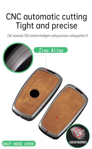 ontto Car Key Fob Cover Case fit for BMW F20 F30 G20 F31 F34 F10 G30 F11 X3 F25 X4 I3 M3 M4 1 2 3 4 5 6 7 Series Smart Key holder Metal Leather Shell bag keyring keychain accessories 3 buttons Black - Image 2