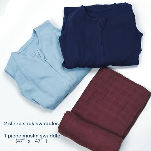 Image of Baby Sleep Sack Swaddle 3-Way Adjustable Wearable Blanket 100% Cotton.