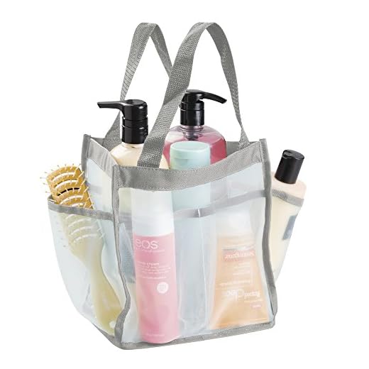 mDesign Bolso multiusos resistente al agua – Ideal bolsa viaje para la ducha – Perfecta bolsa playa, neceser o para las cosas del jardín – 6 bolsillos – Menta/gris