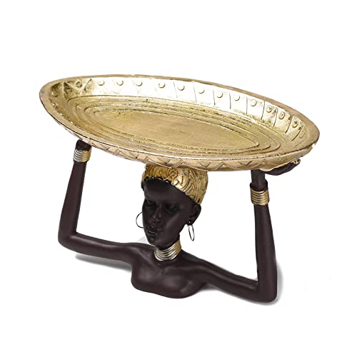 Brabud African Girl Tribal Lady Tray Statue Resin Tray For Candy Jewelry Ring Fruit, Living Room Dining Table Bedroom Shop Ornament Decoration Tqgjbs232 #TOP2