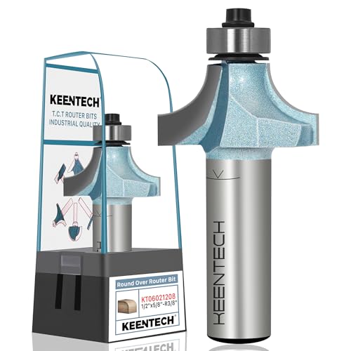 Image of KEENTECH Round Over Router Bit, 1 /2 inch Shank x 1-1 /4 inch Dia x 3 /8 inch Radius | Industrial Grade, Tungsten Carbide Tipped, 10X Lifespan, Woodworking