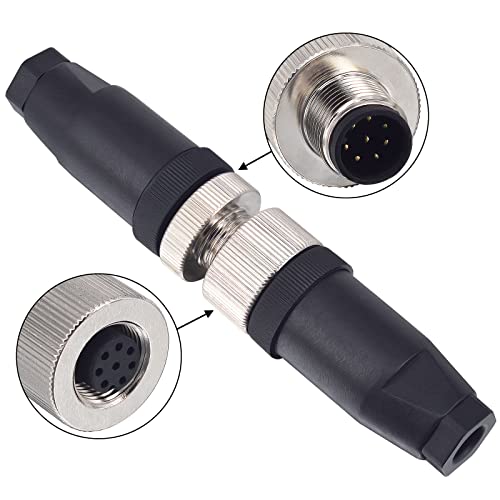 Lonlonty M12 8 Pin Male & Female Socket Panel Aviation Wire Connector,12Mm Industrial Circular Connector, Outdoor Waterproof Ip67,4 Sets #TOP2