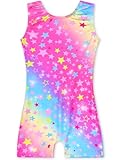 Nokecina Girls Gymnastics Leotards 2t 3t Fashion Sleeveless Biketards Colorful Stars One Piece Outfit with Shorts