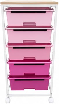 Rolling Storage Cart with 6 Drawers Pink