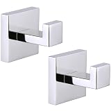Angle Simple Bath Towel Hook 2 PCS, SUS304 Stainless Steel Bathroom Towel Holder, Square Hook for Ba