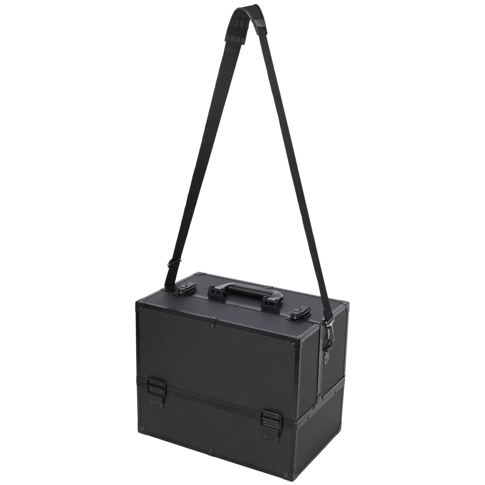 Profesjonalne etui na przybory do makijażu, 35 cm, duże pudełko na przybory do makijażu, organizer z zamkiem i 6 regulowanymi tacami, twarda obudowa, do przechowywania przyborów