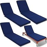 Pinkunn Chaise Lounge Cushion Waterproof Outdoor Lounge Chair Cushions 21 x 72 x 3 Inch Bench Seasonal Replacement Cushions for Summer Patio Bench Pool Beach (Navy,4 Pcs)