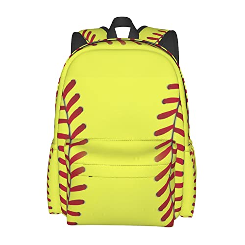 MISOLAXI Softball Pattern Backpack Casual Daypacks, College Bag Laptop Backpacks, Backpacks for Boys Girls Children and Adult, with Adjustable Padded Straps