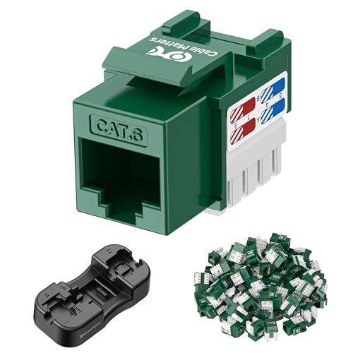 Cable Matters [UL Listed] 25-Pack 10Gbps Cat6 Keystone Jacks, Green