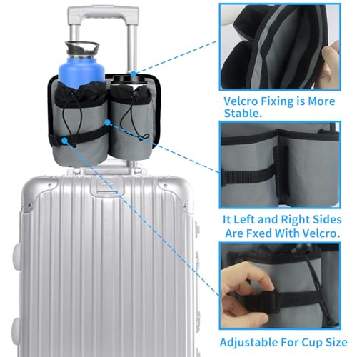 Image of Luggage Cup Sleeve Adjustable Divider for Bottles Carry on Case Fits Suitcase Handles Gifts for Flight Attendants Travelers Accessories Gray