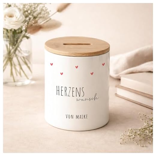 hellomini Personalisierte Spardose für Erwachsene, Geschenk zum Sparen für die nächste Reise, Sparbüchse, Geschenk zum Geburtstag für Freundin Freund, Ehemann Ehefrau (Herzenswunsch)