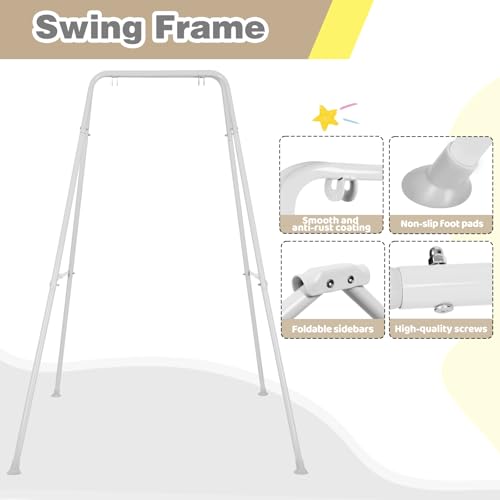 Baby Jumper with Stand, Infant Jumper with Adjustment Strap, Indoor/Outdoor Toddler Swing Set, Baby Jumpers and Bouncers for Boys Girls 6-24 Months, Easy to Assemble & Store (Gray) - Thumbnail 4