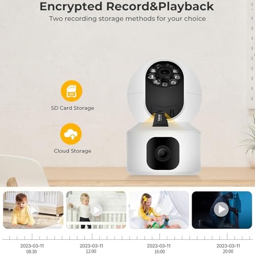 Image of smars 5+5MP Dual Lens WiFi PTZ Security Camera | 360 Pan Tilt IP Surveillance Cam | Color Night Vision | Human Detection | Auto Motion Tracking | Two-Way Audio