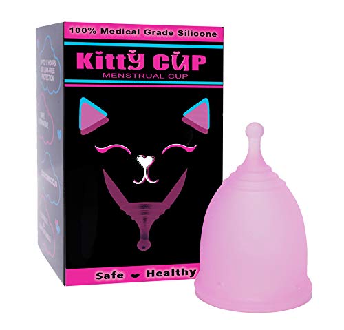 KITTY CUP Menstrual Cup - Pad & Tampon Alternative - Reusable Period Cup - 100% Medical Grade Silicone - Soft, Flexible & Easy to Use - Comfortable Menstrual Cup (Large)