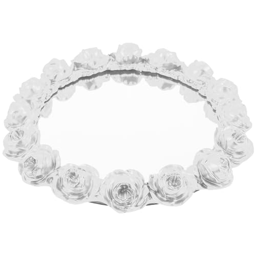 Beavorty Mirror Perfume Tray Rose Decorative Tray for Jewelry Trinkets Makeup Vanity Dresser Organizer 10.23 X 10.23 X 1.18 in for Weddings Parties Home Display