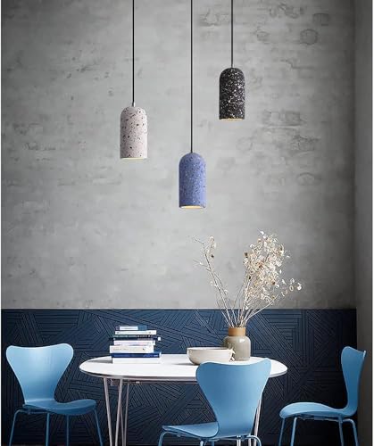 Suspension E27 en terrazzo design cylindrique moderne bleu - 3