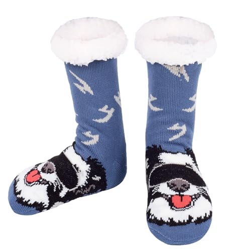 Hisonwel Calze Pantofole Invernali da Uomo: Calzini Antiscivolo Termici da Casa per Uomo - Calzettoni Babbucce in Pile Caldi e Pelosi Imbottite per Natale Idea Regalo 38-46 1 Paio