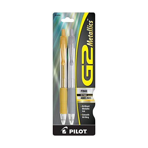 Pilot G2 Metallics Gel Roller Stifte, feine Spitze, gold/silber Tinten, 4er Pack (34423) 2-Pack gold-/silberfarben