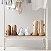 IRIS USA Clothes Rack with 2 Wood Shelves, Freestanding Clothing Rack, Easy to Assemble Garment Rack, Standing Metal Sturdy Small Space Storage Solution, White
