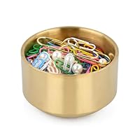 QINGZY Metall Büroklammerhalter Schale – Goldene Aufbewahrungsschale für Büroklammern, Edelstahl Organizer für Kleinteile und Bürozubehör, Ideal für Schreibtisch im Büro, Zuhause oder Schule (Gold)