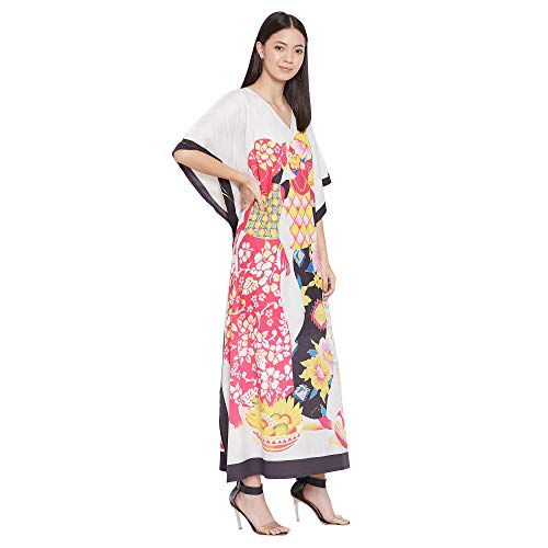 Image of Oussum Women Polyester Casual Long Plus Size Beach Caftan Cover Up Maxi Dress 1X-3X Summer Kaftan Dresses for Women