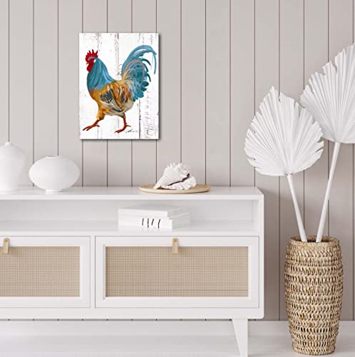 Rooster Kitchen Canvas Wall Art: Rustic Farmhouse Painting Poster - Chicken Artwork Decoration For Home Living Room Bedroom, Framed Picture Prints Decor Ready To Hang (10"X 15") #TOP5