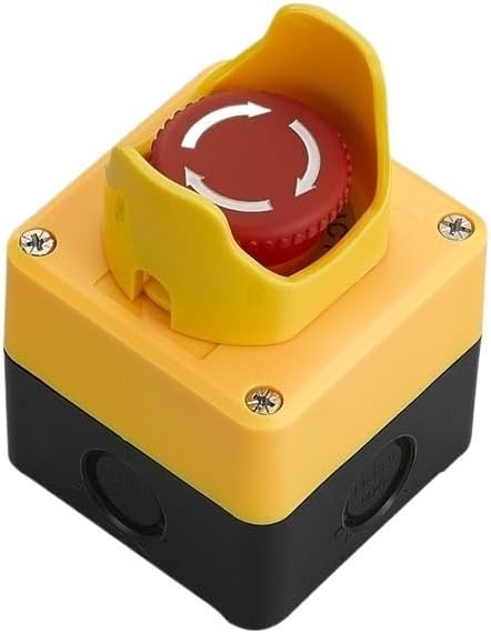 Emergency Stop Push Button Switch Control Box Elevator with Protection Cover Waterproof Enclosure 22mm Mounted(10)